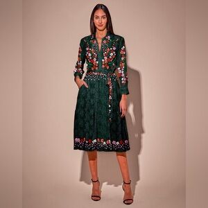 Tucker NYC l The Allyson Dress in Silk | Baroque Floral in Emerald